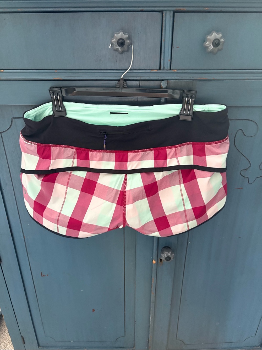 Lululemon Women’s Pink Plaid Active Shorts with Black Waistband - Picture 2 of 6